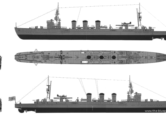 IJN Kuma (Light Cruiser) - drawings, dimensions, pictures