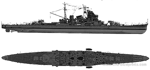 Крейсер IJN Maya (1944) - чертежи, габариты, рисунки