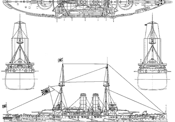 Боевой корабль IJN Mikasa - чертежи, габариты, рисунки