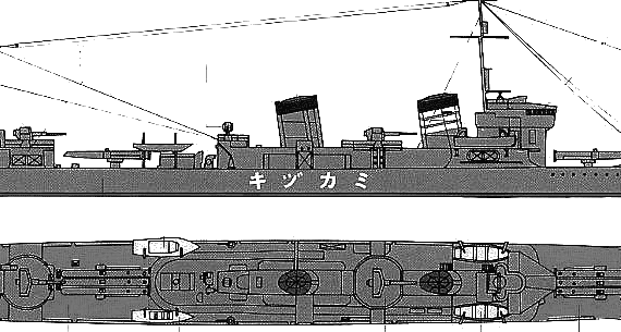 Cruiser IJN Mikazuki - drawings, dimensions, figures