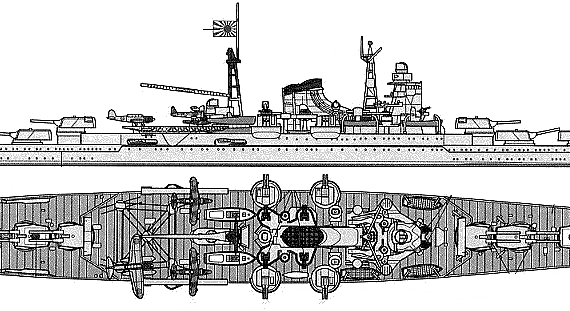 IJN Mikuma cruiser - drawings, dimensions, figures