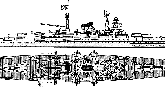 Корабль IJN Mikuma (Heavy Cruiser) - чертежи, габариты, рисунки