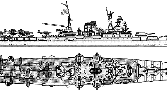 Корабль IJN Mogami (Battleship ) - чертежи, габариты, рисунки