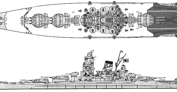 Боевой корабль IJN Musashi (Battleship) - чертежи, габариты, рисунки