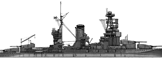 Боевой корабль IJN Mutsu (Battleship) (1938) - чертежи, габариты, рисунки