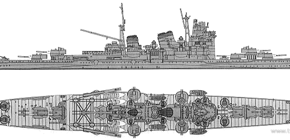 Корабль IJN Myoko (Heavy Cruiser) - чертежи, габариты, рисунки