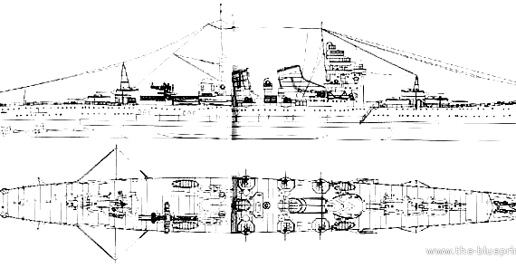 Cruiser IJN Myoko (Heavy Cruiser) (1930) - drawings, dimensions, pictures