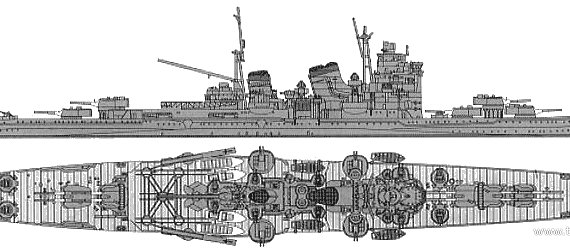 Боевой корабль IJN Myoko (Heavy Cruiser) (1941) - чертежи, габариты, рисунки