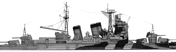 Cruiser IJN Myoko (Heavy Cruiser) (1942) - drawings, dimensions, pictures