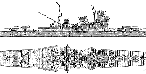 Крейсер IJN Myoko (Heavy Cruiser) (1944) - чертежи, габариты, рисунки