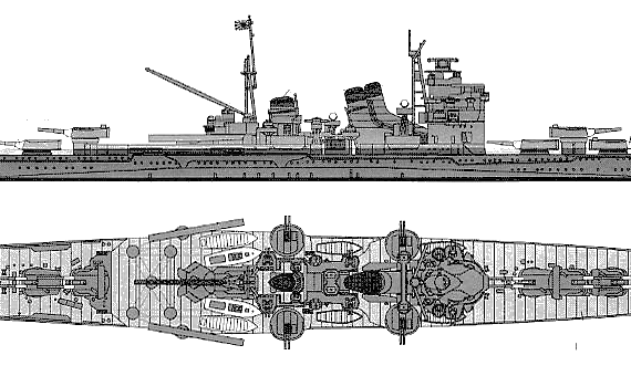 Крейсер IJN Nachi (Heavy Cruiser) - чертежи, габариты, рисунки