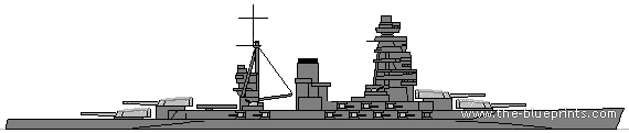Боевой корабль IJN Nagato (Battleship) - чертежи, габариты, рисунки