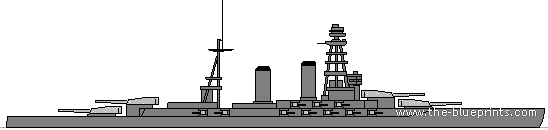 Боевой корабль IJN Nagato (Battleship) (1915) - чертежи, габариты, рисунки