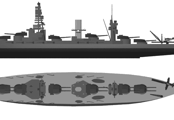 IJN Nagato (Battleship) (1918) - drawings, dimensions, pictures