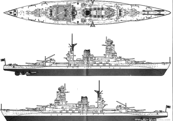 IJN Nagato (Battleship) (1945) - drawings, dimensions, pictures