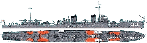 Корабль IJN Nagatsuki (Destroyer) (1943) - чертежи, габариты, рисунки