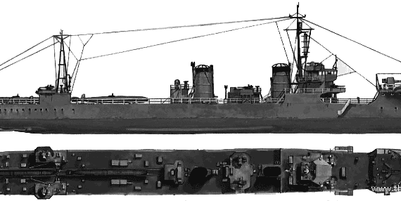 Эсминец IJN Namikaze (Destroyer) (1945) - чертежи, габариты, рисунки