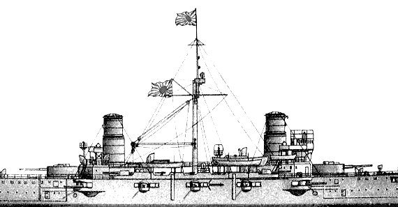 Корабль IJN Nasshin (Armoured Cruiser) (1904) - чертежи, габариты, рисунки