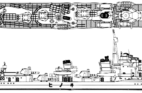 Эсминец IJN Nenohi 1933 (Destroyerl) - чертежи, габариты, рисунки