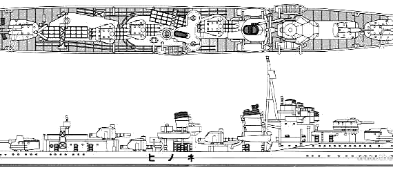 Эсминец IJN Nenohi (Destroyer) (1933) - чертежи, габариты, рисунки