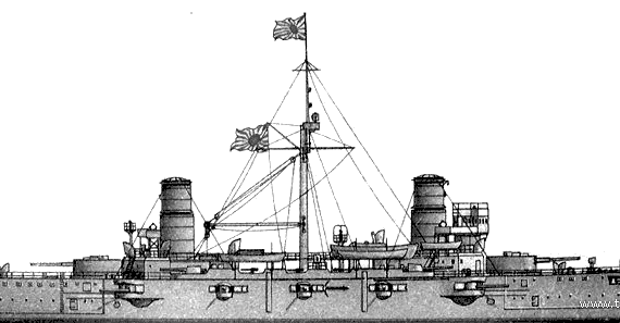 IJN Nisshin (Armoured Cruiser) (1904) - drawings, dimensions, pictures