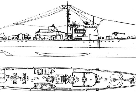 Подводная лодка IJN No.13-class Submarine Chaser - чертежи, габариты, рисунки