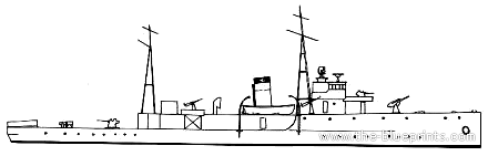 Корабль IJN Okitsu (Gun Boat) - чертежи, габариты, рисунки