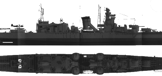 IJN Oyodo (Cruiser) warship (1944) - drawings, dimensions, pictures