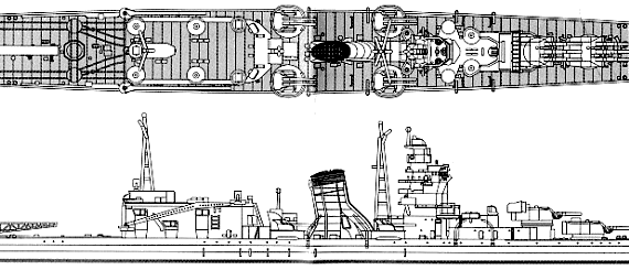 Cruiser IJN Oyodo (Light Cruiser) (1943) - drawings, dimensions, pictures