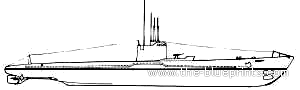 Submarine IJN Ro-100 (Submarine) - drawings, dimensions, figures