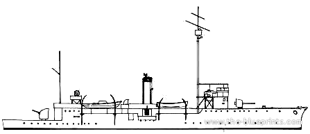 Корабль IJN Saga (Gun Boat) - чертежи, габариты, рисунки