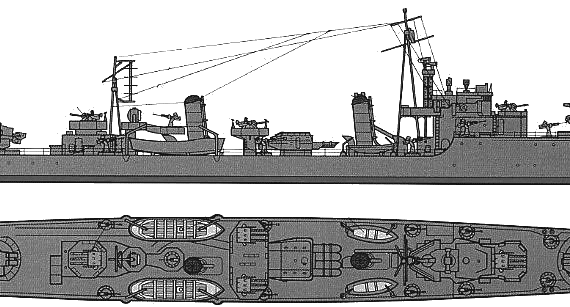 Корабль IJN Sakura (Destroyer) - чертежи, габариты, рисунки