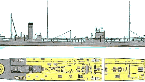 Корабль IJN Sata (Erimo Class Oiler) - чертежи, габариты, рисунки