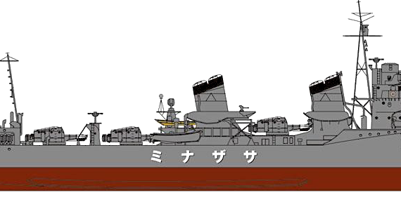 Эсминец IJN Sazanami (Destroyer) - чертежи, габариты, рисунки