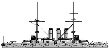 Боевой корабль IJN Shikishima (Battleship) (1905) - чертежи, габариты, рисунки
