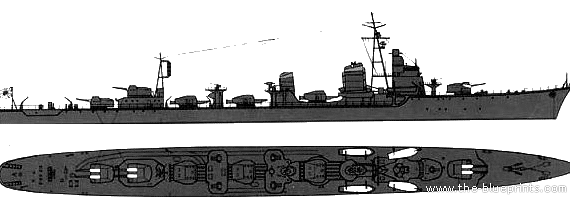 Боевой корабль IJN Shimakaze (Destroyer) - чертежи, габариты, рисунки