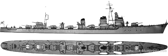 Эсминец IJN Shimakaze (Destroyer) (1943) - чертежи, габариты, рисунки