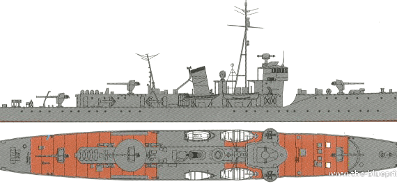 Корабль IJN Shimushu (Destroyer) (1941) - чертежи, габариты, рисунки