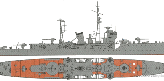 Корабль IJN Shimushu (Destroyer) (1945) - чертежи, габариты, рисунки