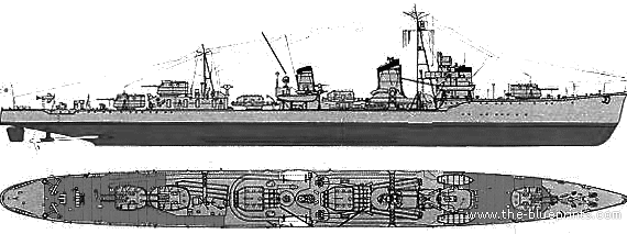 Эсминец IJN Shirakumo (Destroyer) - чертежи, габариты, рисунки