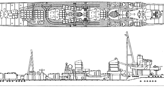 Корабль IJN Shiratsuyu (Destroyer) - чертежи, габариты, рисунки