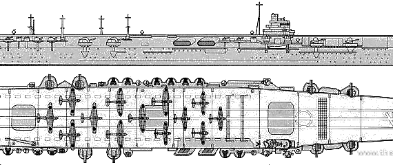 Aircraft carrier IJN Shokaku - drawings, dimensions, pictures