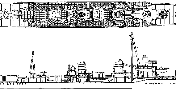 Корабль IJN Suzukaze (Destroyer) - чертежи, габариты, рисунки