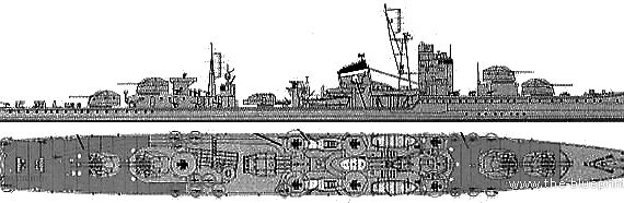 Эсминец IJN Suzutsuki (Destroyer) (1945) - чертежи, габариты, рисунки