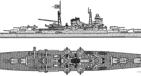 Крейсер IJN Suzuya - чертежи, габариты, рисунки