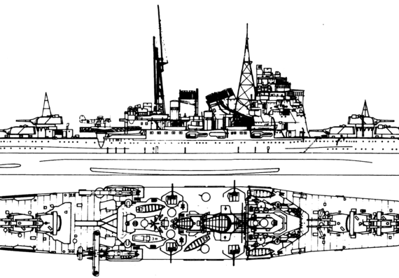 Cruiser IJN Takao 1935 (Heavy Cruiser) - drawings, dimensions, pictures