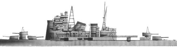 Крейсер IJN Takao (1939) - чертежи, габариты, рисунки