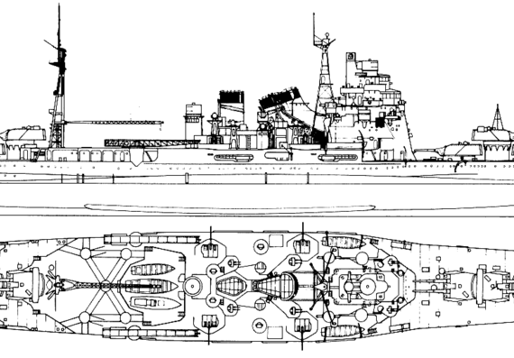 Крейсер IJN Takao 1939 (Heavy Cruiser) - чертежи, габариты, рисунки