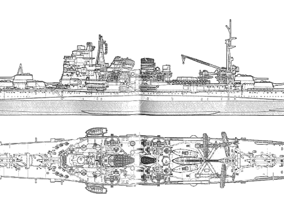 IJN Takao (Heavy Cruiser) - drawings, dimensions, pictures