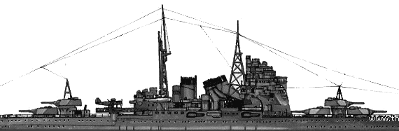 Cruiser IJN Takao (Heavy Cruiser) (1941) - drawings, dimensions, pictures